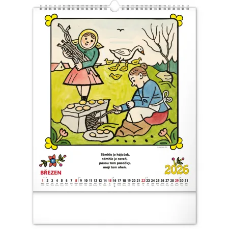 NOTIQUE Nástěnný kalendář Josef Lada – Říkadla 2026, 30 x 34 cm