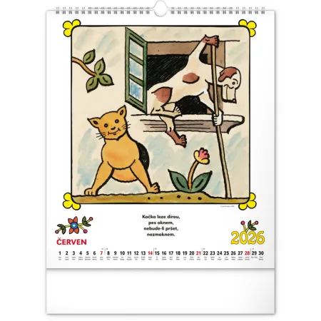 NOTIQUE Nástěnný kalendář Josef Lada – Říkadla 2026, 30 x 34 cm