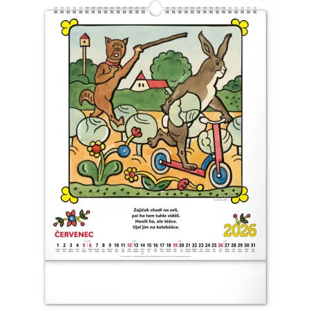 NOTIQUE Nástěnný kalendář Josef Lada – Říkadla 2026, 30 x 34 cm