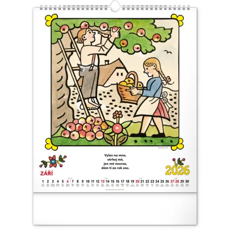 NOTIQUE Nástěnný kalendář Josef Lada – Říkadla 2026, 30 x 34 cm