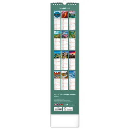 NOTIQUE Nástěnný kalendář Krajina 2026, 12 x 48 cm