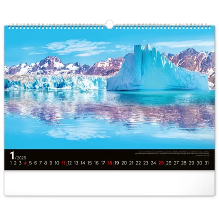 NOTIQUE Nástěnný kalendář Krajiny 2026, 48 x 33 cm