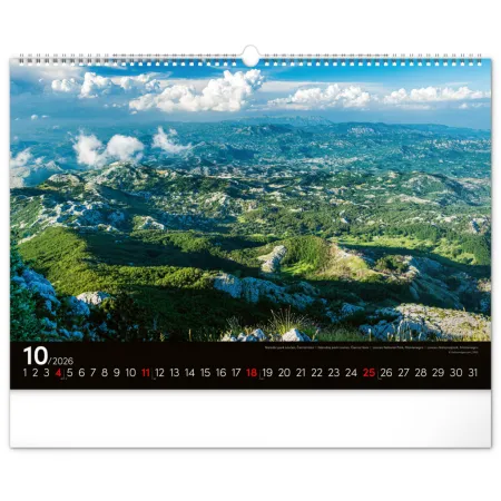 NOTIQUE Nástěnný kalendář Krajiny 2026, 48 x 33 cm