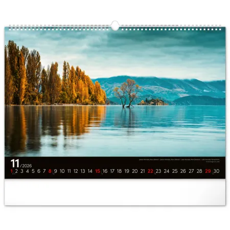 NOTIQUE Nástěnný kalendář Krajiny 2026, 48 x 33 cm