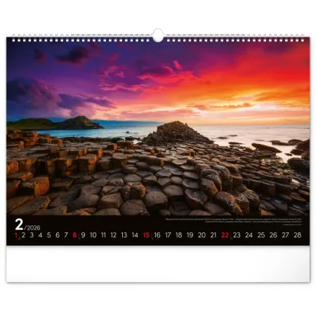 NOTIQUE Nástěnný kalendář Krajiny 2026, 48 x 33 cm