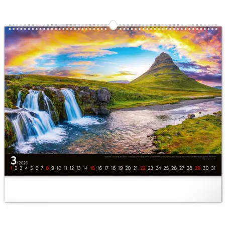 NOTIQUE Nástěnný kalendář Krajiny 2026, 48 x 33 cm