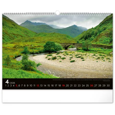 NOTIQUE Nástěnný kalendář Krajiny 2026, 48 x 33 cm