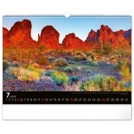 NOTIQUE Nástěnný kalendář Krajiny 2026, 48 x 33 cm