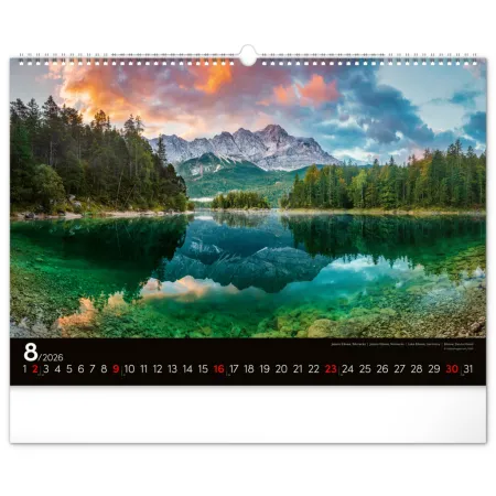 NOTIQUE Nástěnný kalendář Krajiny 2026, 48 x 33 cm