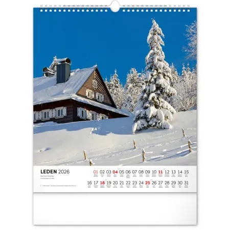 NOTIQUE Nástěnný kalendář Krkonoše 2026, 30 x 34 cm