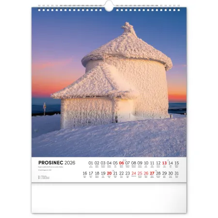 NOTIQUE Nástěnný kalendář Krkonoše 2026, 30 x 34 cm