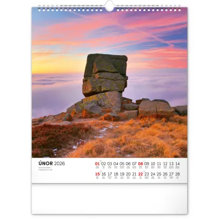 NOTIQUE Nástěnný kalendář Krkonoše 2026, 30 x 34 cm