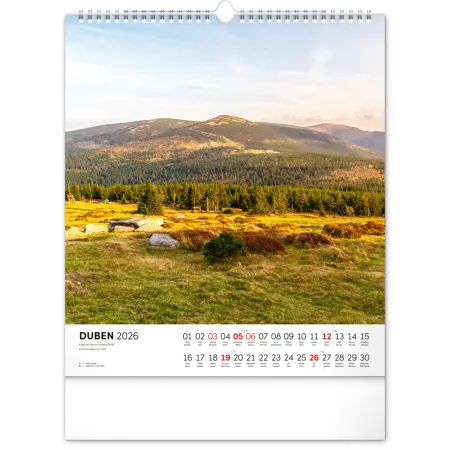 NOTIQUE Nástěnný kalendář Krkonoše 2026, 30 x 34 cm