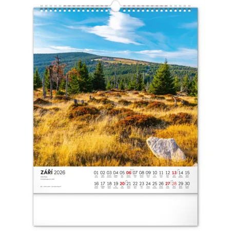 NOTIQUE Nástěnný kalendář Krkonoše 2026, 30 x 34 cm