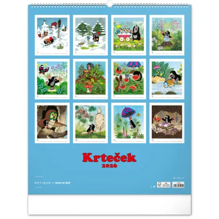 NOTIQUE Nástěnný kalendář Krteček 2026, 48 x 56 cm