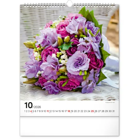 NOTIQUE Nástěnný kalendář Květiny 2026, 30 x 34 cm