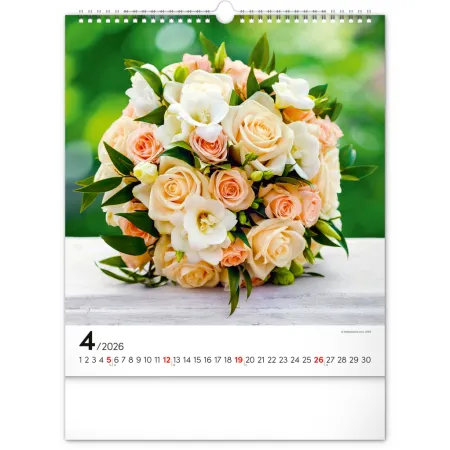 NOTIQUE Nástěnný kalendář Květiny 2026, 30 x 34 cm