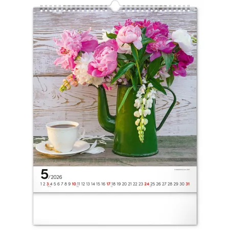 NOTIQUE Nástěnný kalendář Květiny 2026, 30 x 34 cm