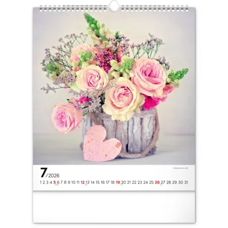 NOTIQUE Nástěnný kalendář Květiny 2026, 30 x 34 cm