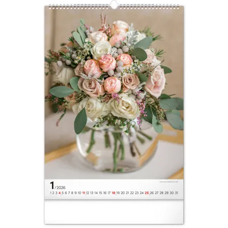 NOTIQUE Nástěnný kalendář Kytice 2026, 33 x 46 cm