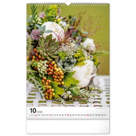 NOTIQUE Nástěnný kalendář Kytice 2026, 33 x 46 cm
