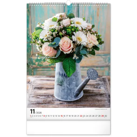 NOTIQUE Nástěnný kalendář Kytice 2026, 33 x 46 cm