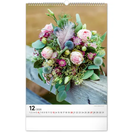 NOTIQUE Nástěnný kalendář Kytice 2026, 33 x 46 cm