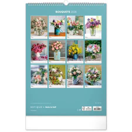 NOTIQUE Nástěnný kalendář Kytice 2026, 33 x 46 cm