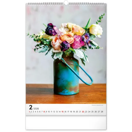 NOTIQUE Nástěnný kalendář Kytice 2026, 33 x 46 cm