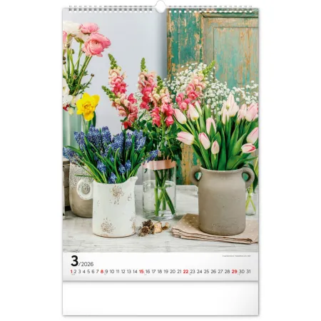 NOTIQUE Nástěnný kalendář Kytice 2026, 33 x 46 cm