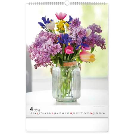 NOTIQUE Nástěnný kalendář Kytice 2026, 33 x 46 cm