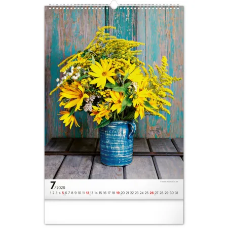 NOTIQUE Nástěnný kalendář Kytice 2026, 33 x 46 cm