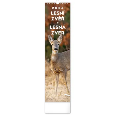 NOTIQUE Nástěnný kalendář Lesní zvěř – Lesná zver 2026, 12 x 48 cm
