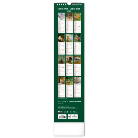 NOTIQUE Nástěnný kalendář Lesní zvěř – Lesná zver 2026, 12 x 48 cm