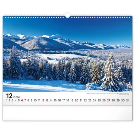 NOTIQUE Nástenný kalendár Magické Tatry 2026, 48 x 33 cm