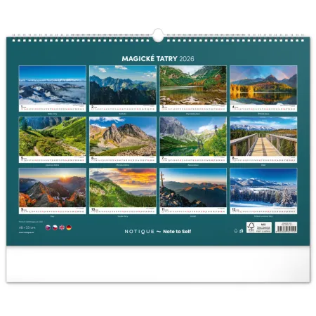 NOTIQUE Nástenný kalendár Magické Tatry 2026, 48 x 33 cm