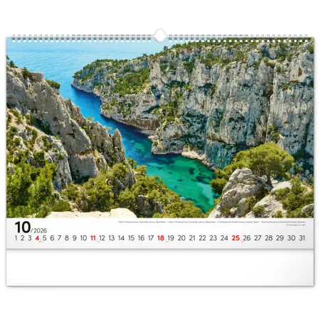 NOTIQUE Nástěnný kalendář Moře 2026, 48 x 33 cm