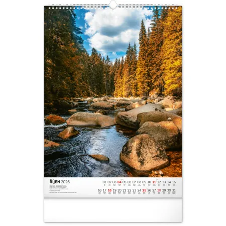 NOTIQUE Nástěnný kalendář Národní parky Čech a Moravy 2026, 33 x 46 cm