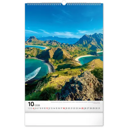 NOTIQUE Nástěnný kalendář Národní parky světa 2026, 33 x 46 cm