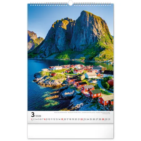 NOTIQUE Nástěnný kalendář Národní parky světa 2026, 33 x 46 cm