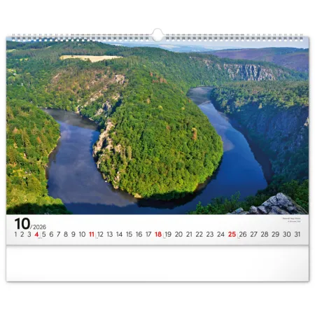 NOTIQUE Nástěnný kalendář Panoramata Česka 2026, 48 x 33 cm