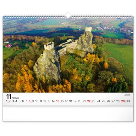 NOTIQUE Nástěnný kalendář Panoramata Česka 2026, 48 x 33 cm