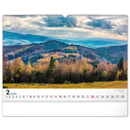 NOTIQUE Nástěnný kalendář Panoramata Česka 2026, 48 x 33 cm