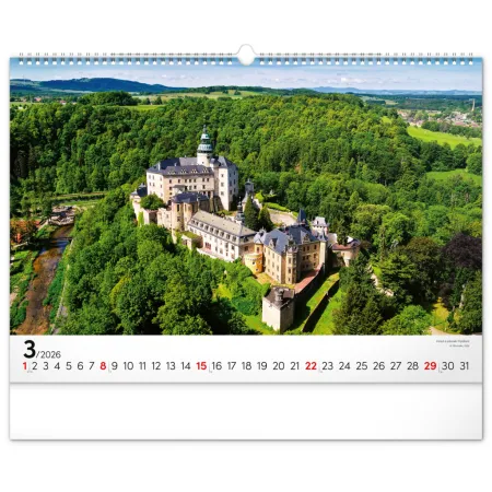 NOTIQUE Nástěnný kalendář Panoramata Česka 2026, 48 x 33 cm