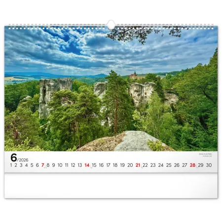 NOTIQUE Nástěnný kalendář Panoramata Česka 2026, 48 x 33 cm
