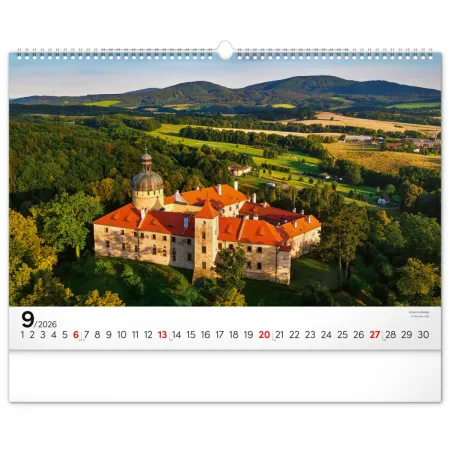 NOTIQUE Nástěnný kalendář Panoramata Česka 2026, 48 x 33 cm
