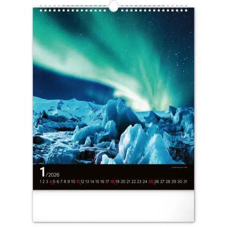 NOTIQUE Nástěnný kalendář Polární záře 2026, 30 x 34 cm