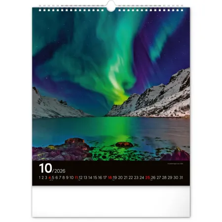 NOTIQUE Nástěnný kalendář Polární záře 2026, 30 x 34 cm
