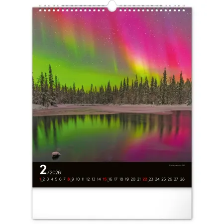 NOTIQUE Nástěnný kalendář Polární záře 2026, 30 x 34 cm