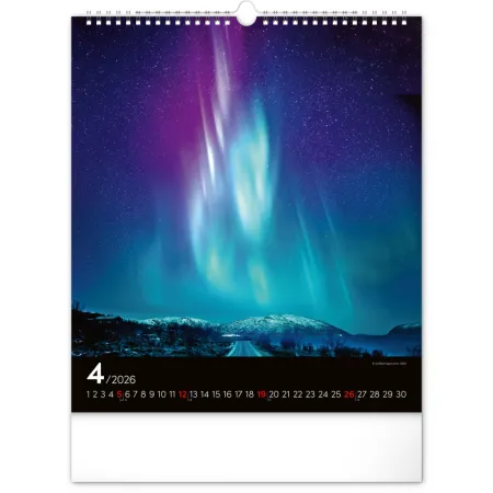 NOTIQUE Nástěnný kalendář Polární záře 2026, 30 x 34 cm